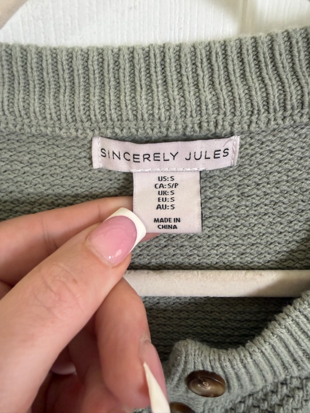 Sincerely Jules Waffle Knit Sweater Small Sage Green Henley Button Casual - Picture 3 of 7